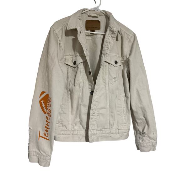 American Eagle White Denim Jean Jacket, UT VOLS Themed - Size M - Customizable! - Picture 1 of 3